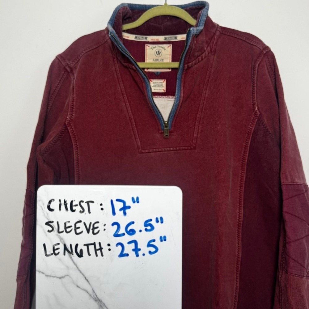 FatFace Airlie Quarter Zip Sweatshirt Mens L Red Russet Vintage Pique Pullover - Picture 3 of 9